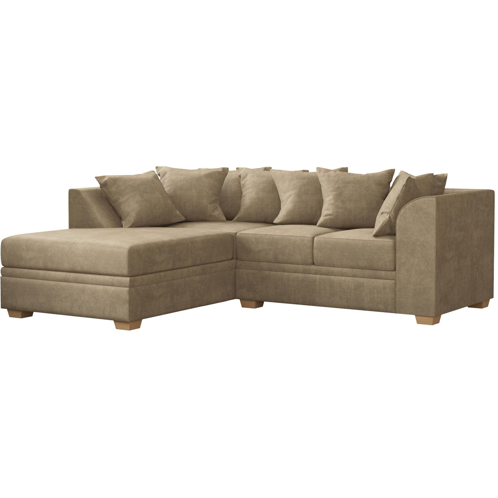 Modo 3 Seater Mink Plush Velvet Left Hand Scatter Back L-Shape Corner Sofa Image 2