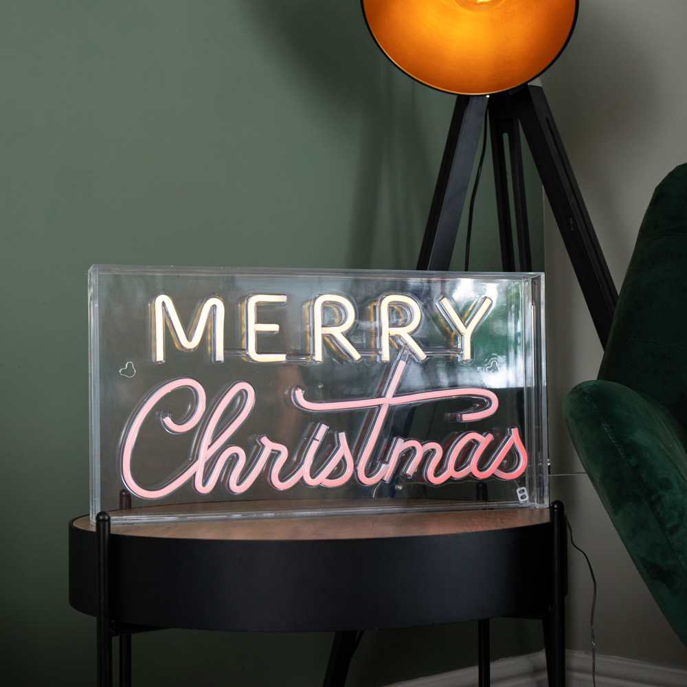 Samuel Alexander Warm White and Red LED Light Up Neon Merry Christmas Decoration Image 5