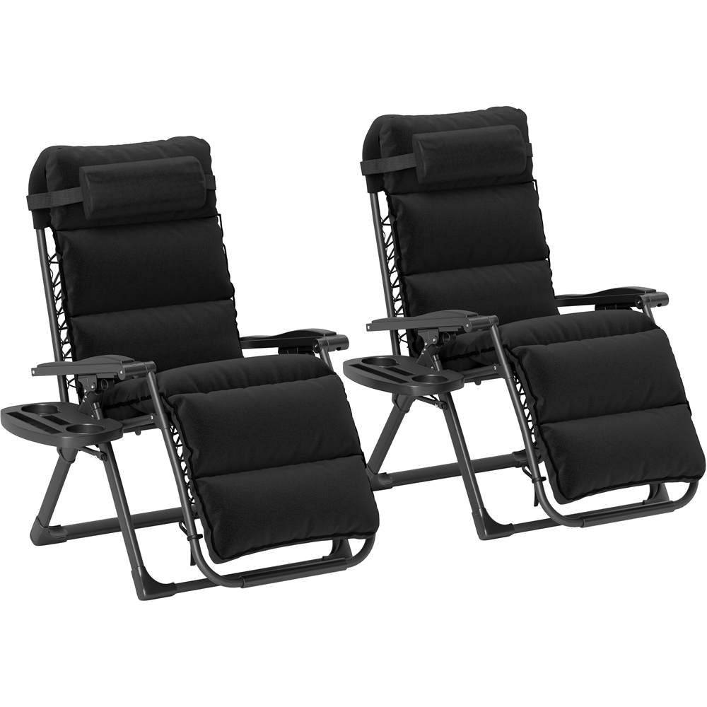 Outsunny Black Zero Gravity Reclining Folding Sun Lounger Set of 2 Image 2