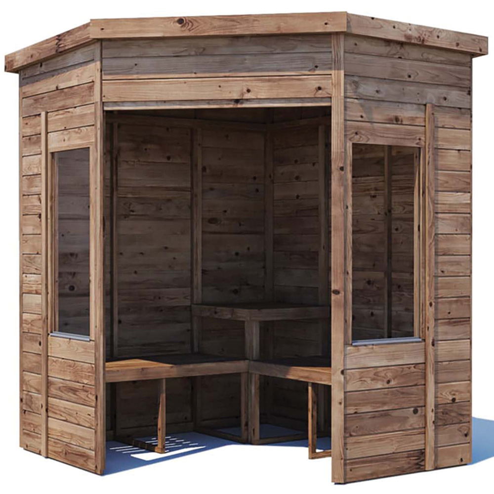 Dunster House Apocallipo 2 Seater 6 x 6ft Brown Corner Arbour with Glazed Panels Image 2