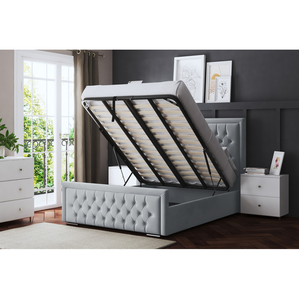 DS Living Allegra Single Silver Upholstered Ottoman Bed with Headboard Image 5