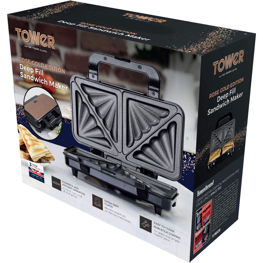 Tower Rose Gold and Black Deep Fill Sandwich Maker Image 2