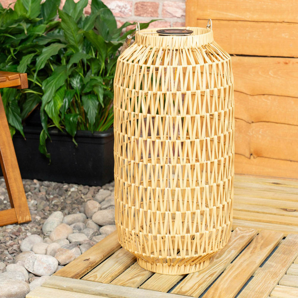 ValueLights Natural Rope Solar Powered Lantern Outdoor Garden Light Floor Lamp Image 3