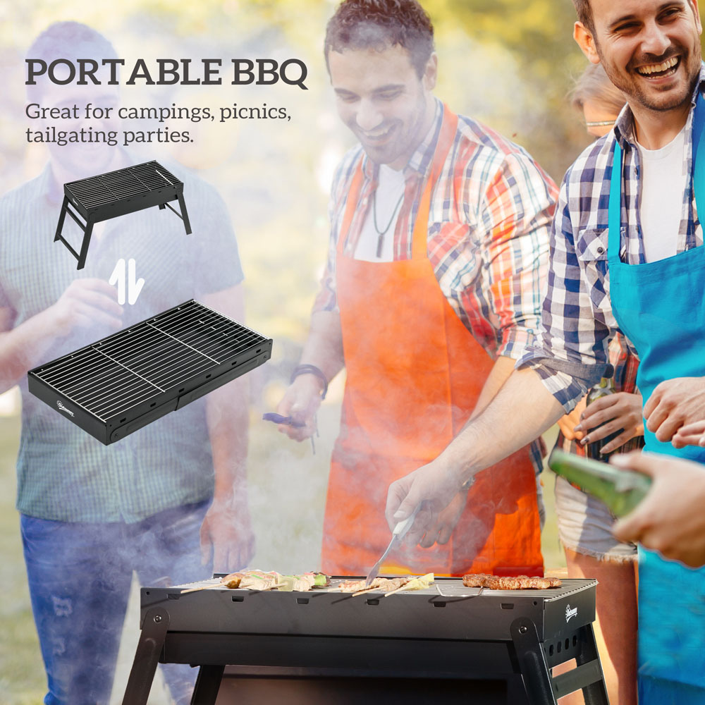 Outsunny Black Portable Charcoal Grill with Pull Out Charcoal Basin Image 4