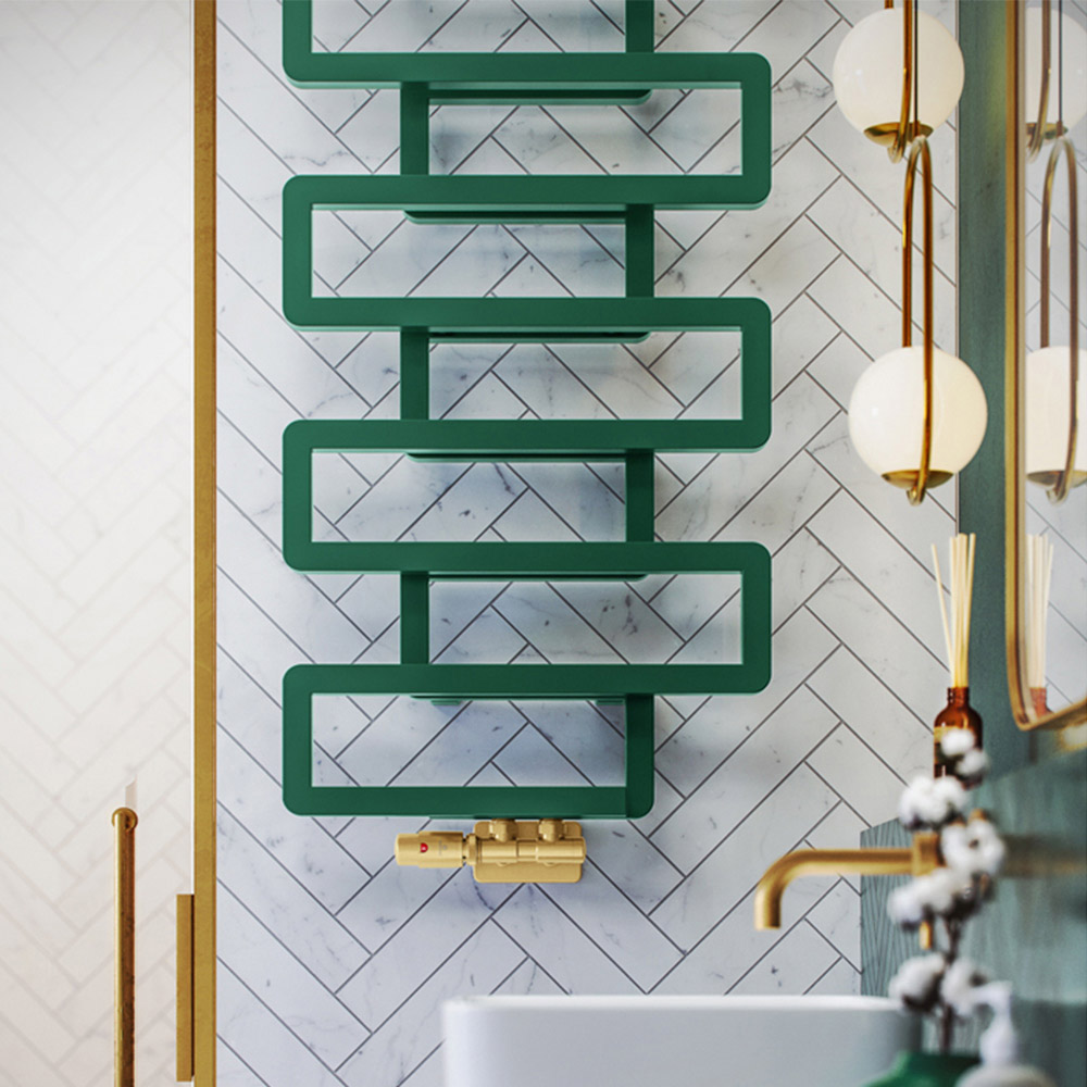 Terma Bookie Matt Green Heated Towel Rail 1155 x 500mm Image 9