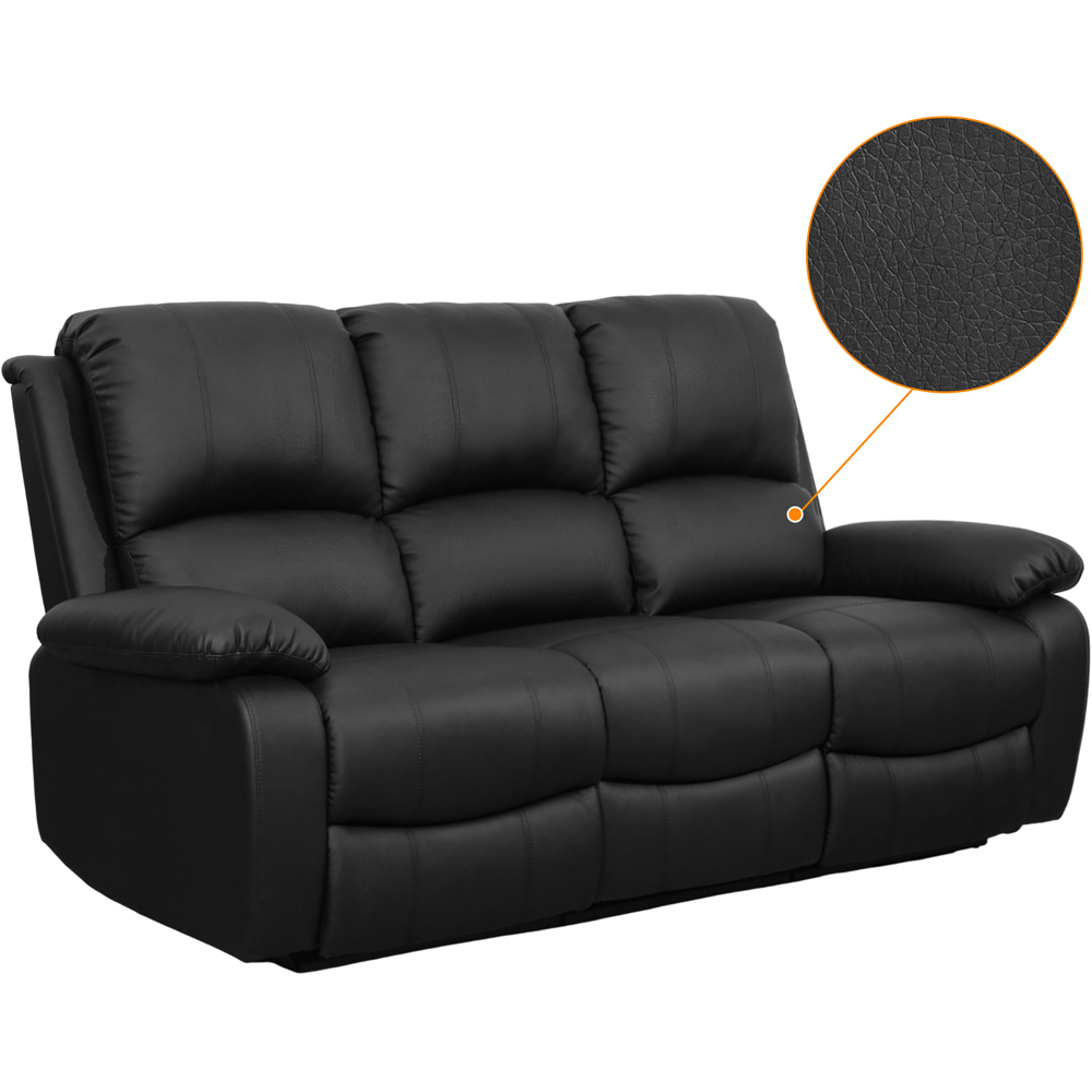 Comfy Living 3 Seater Black PU Leather Electric Recliner Sofa Image 5
