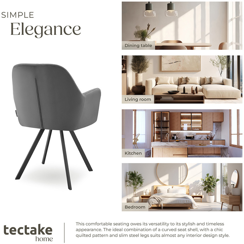 tectake Lucia Set of 2 Anthracite Quilted Armchair Image 7