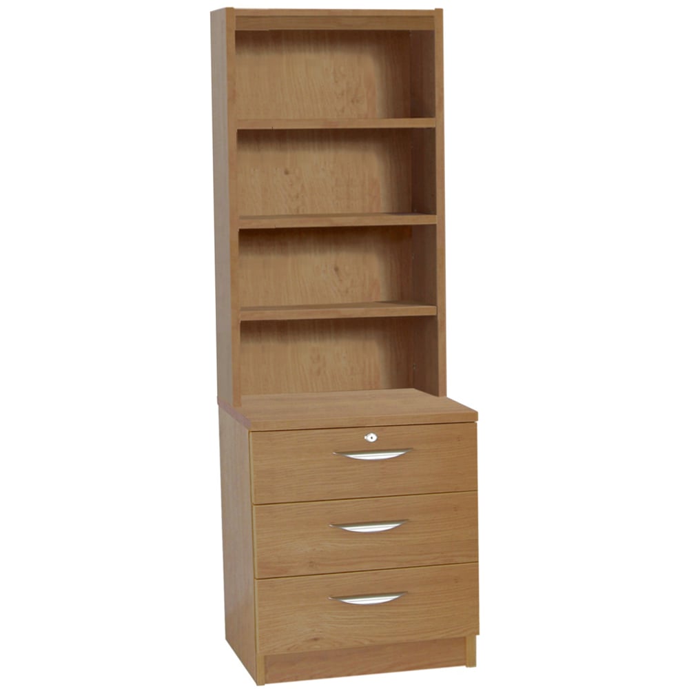 R White Cabinets 3 Drawer 4 Shelf Brown Storage Chest with Hutch Image 2