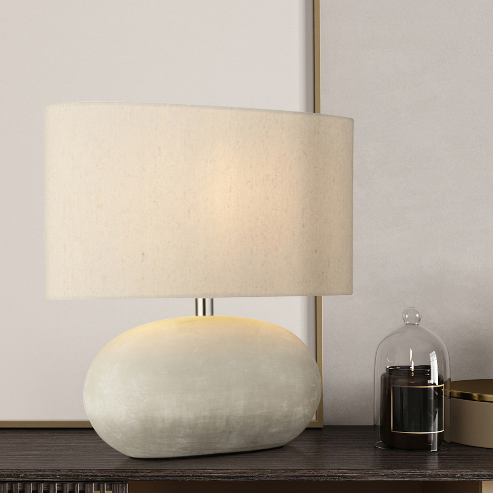 Lighting Collection Amell Grey Fabric Shade Table Lamp Image 2