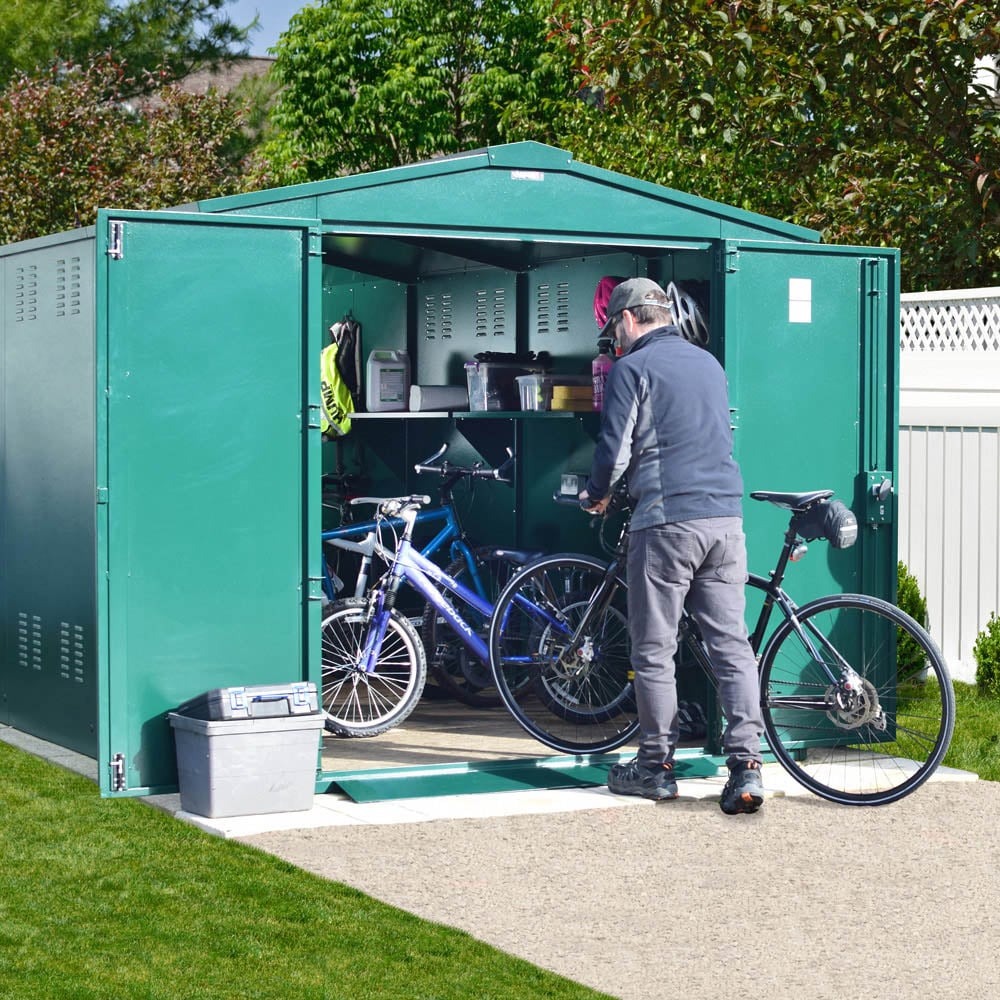 Asgard Gladiator 7 x 14.5ft Double Door Green High Security Apex Bike Shed Image 2