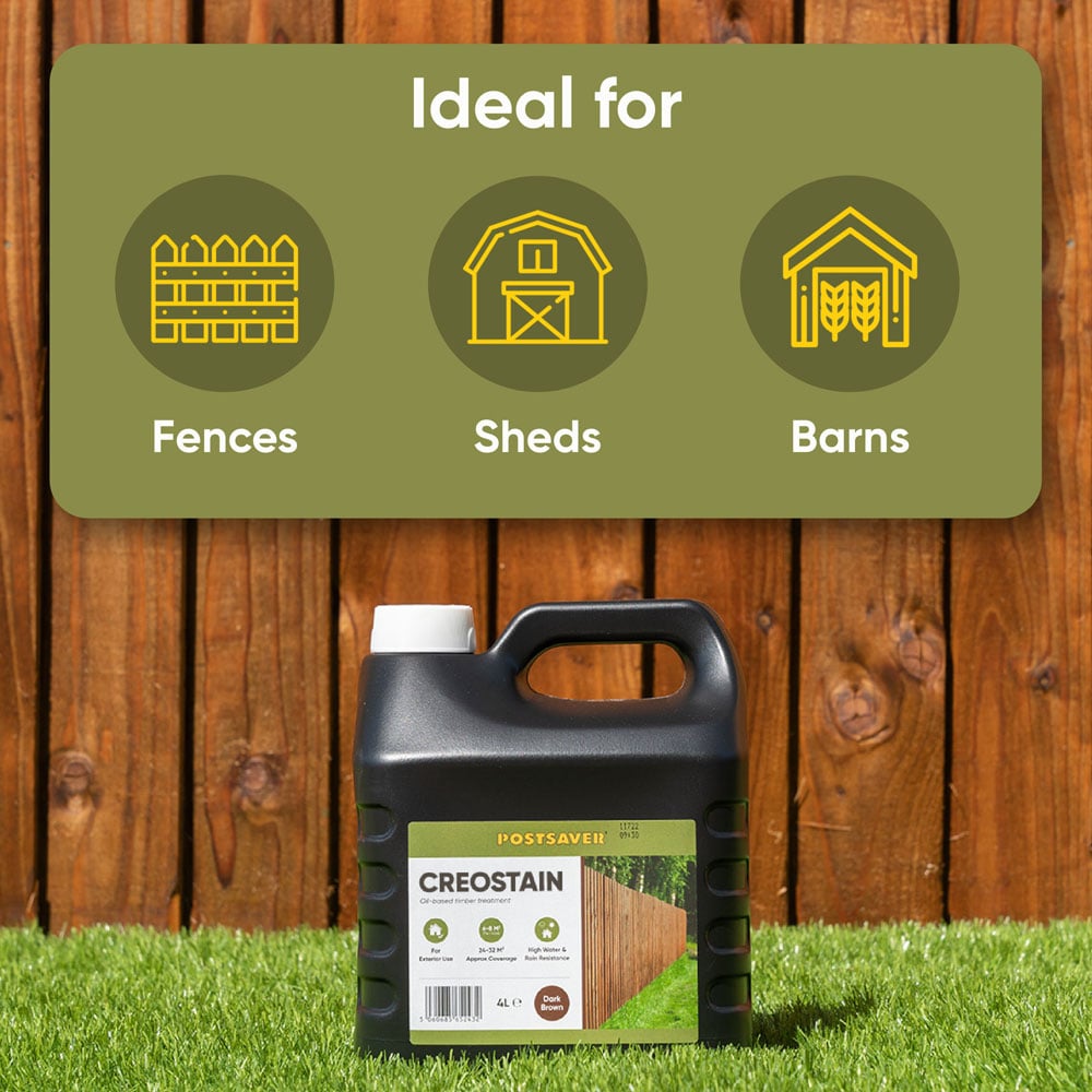 Postsaver Creostain Light Brown Oil Based Fence & Shed Stain (Creosote/Creocote Alternative) 16L Image 6