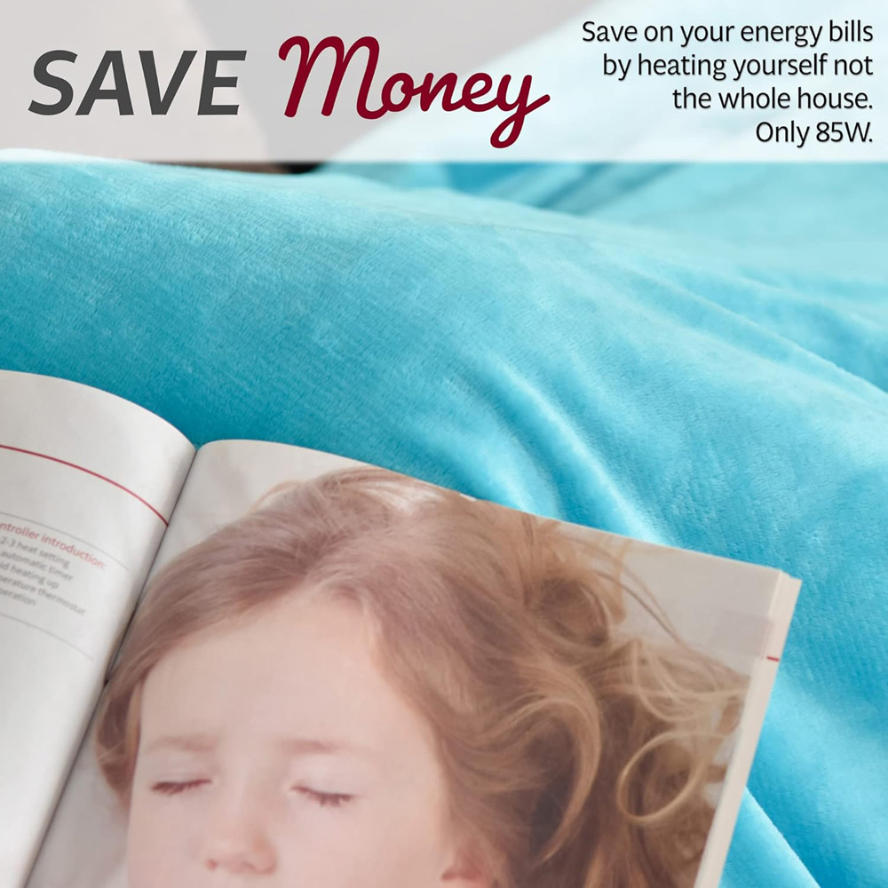 GlamHaus Scuba Blue Heated Blanket 160 x 130cm Image 8