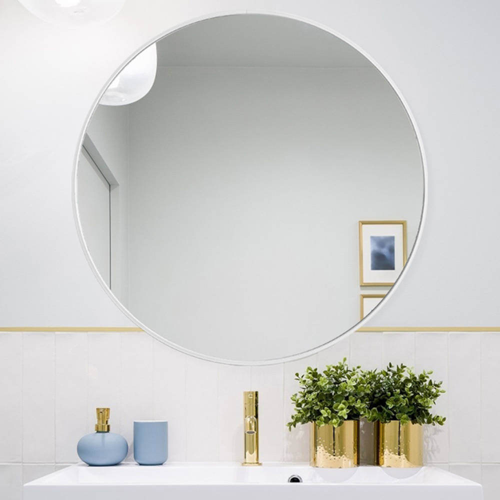 Living and Home White Frame Nordic Wall Mounted Bathroom Mirror 40cm Image 5