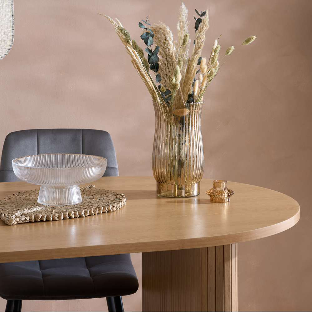 Birlea Axel 4 Seater Oval Fluted Dining Set Brown Image 7