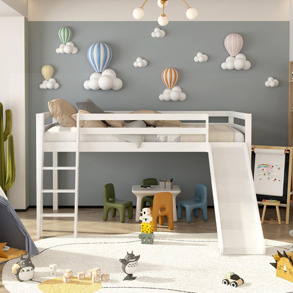 Portland White Wooden Mid Sleeper with Slide Image 6