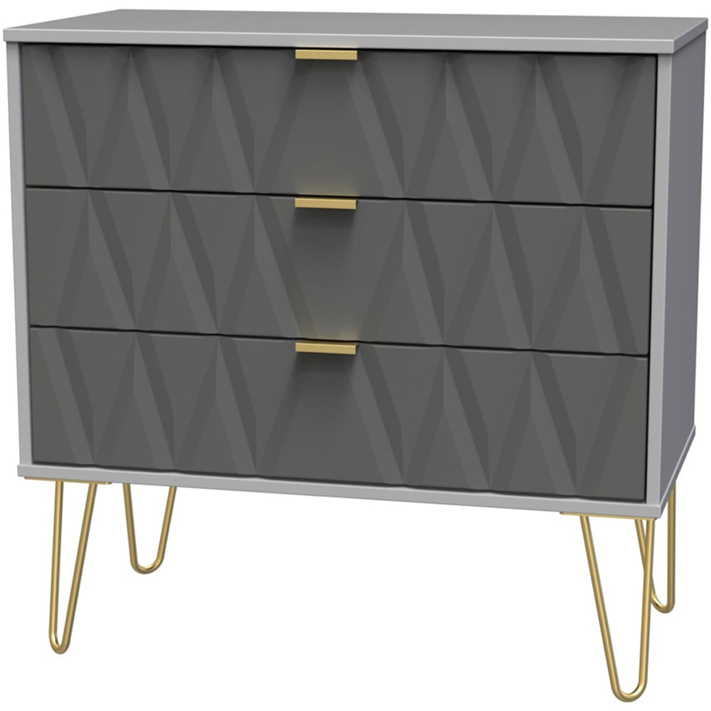 Crowndale Diamond 3 Drawer Matt Shadow and Grey Chest of Drawers Image 2