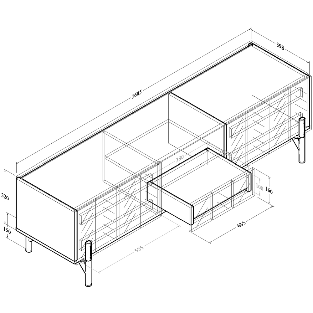 Kudl L37 2 Door Single Shelf Walton Oak TV Unit Image 4