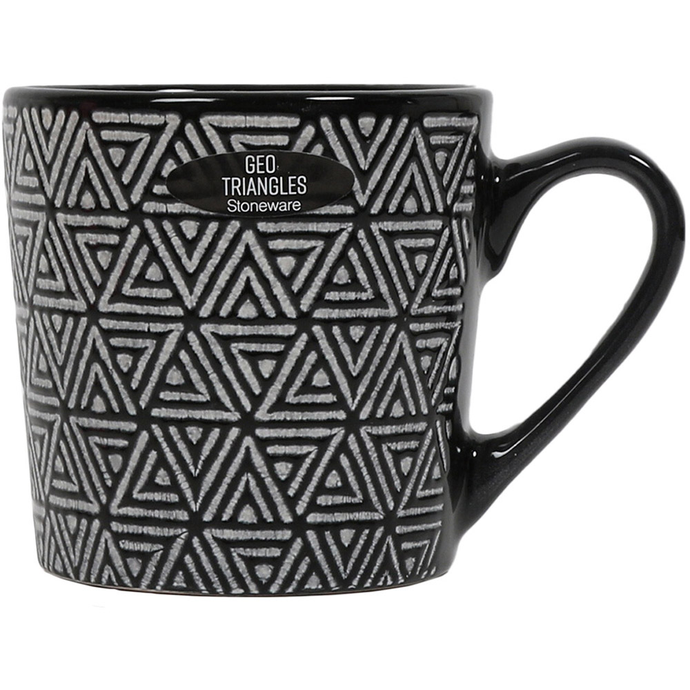 Black Geo Triangles Conical Stoneware Mug Image