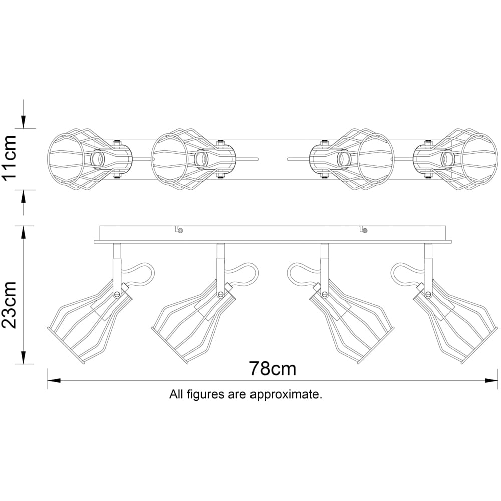 Cosylyte Kendan Matt Black 4 Light Wire Shade Spotlight Image 7