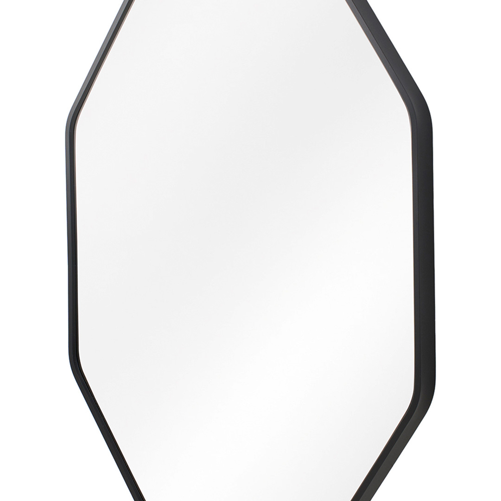 Living and Home Black Hexagonal Aluminium Framed HD Float Glass Bathroom Mirror with Bar 40 x 60cm Image 6