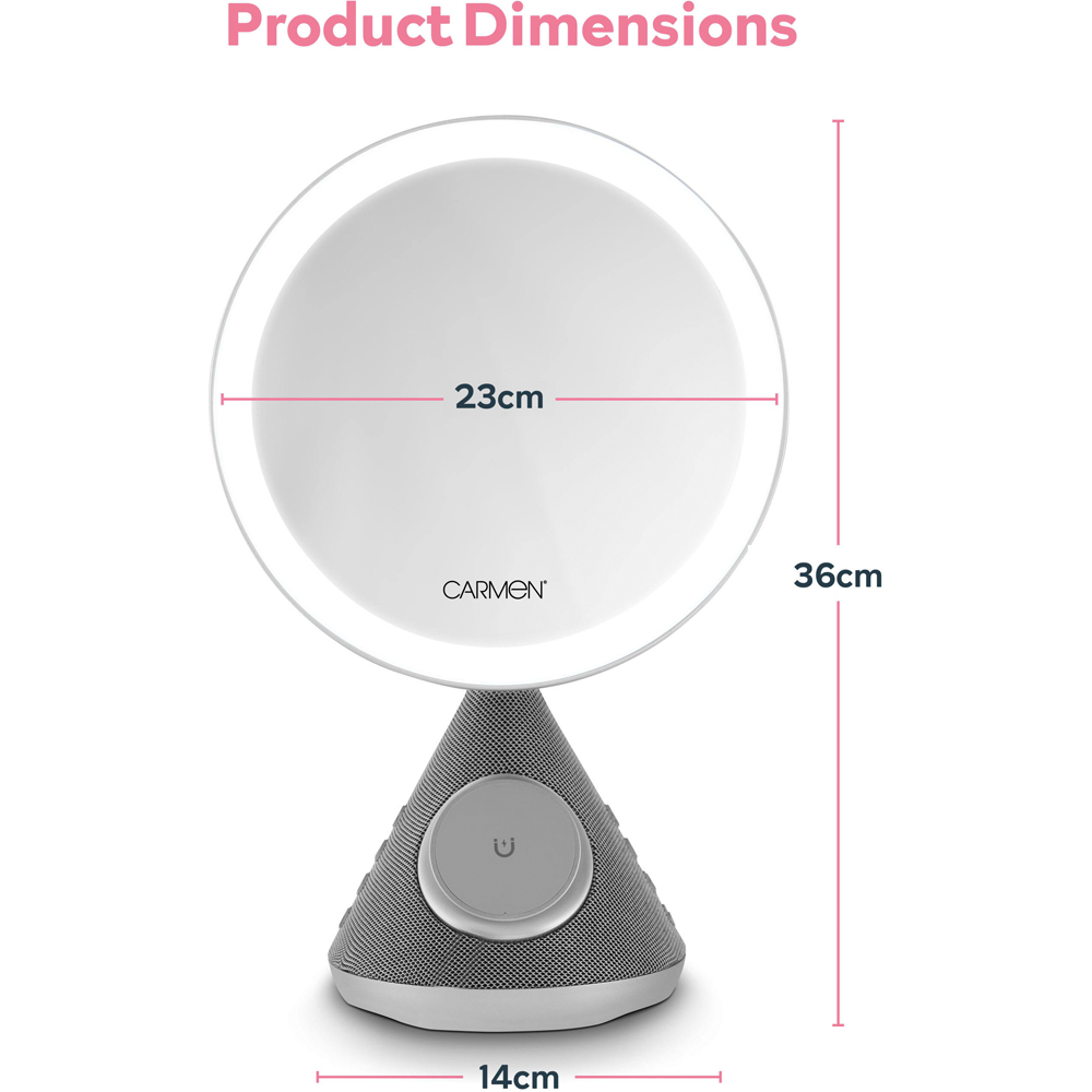 Carmen Silver 3 in 1 Illuminated Mirror with Bluetooth Speaker and Wireless Charger Image 9