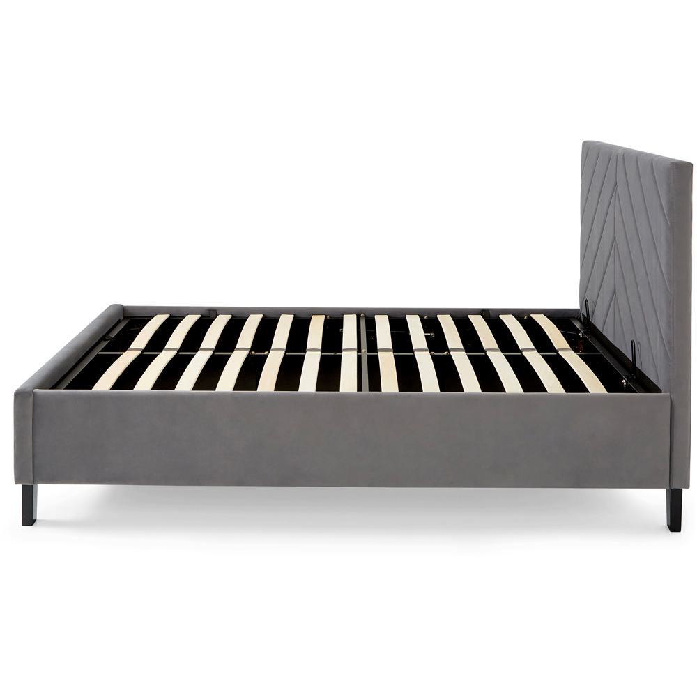 GFW Thea King Size Grey Velvet End Lift Ottoman Bed with Memory Pocket Mattress Image 7