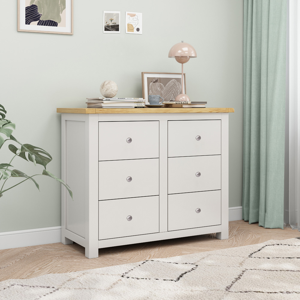 Cabinet Bits Maggiori 6 Drawer White Chrome Knob Chest of Drawers Image 8