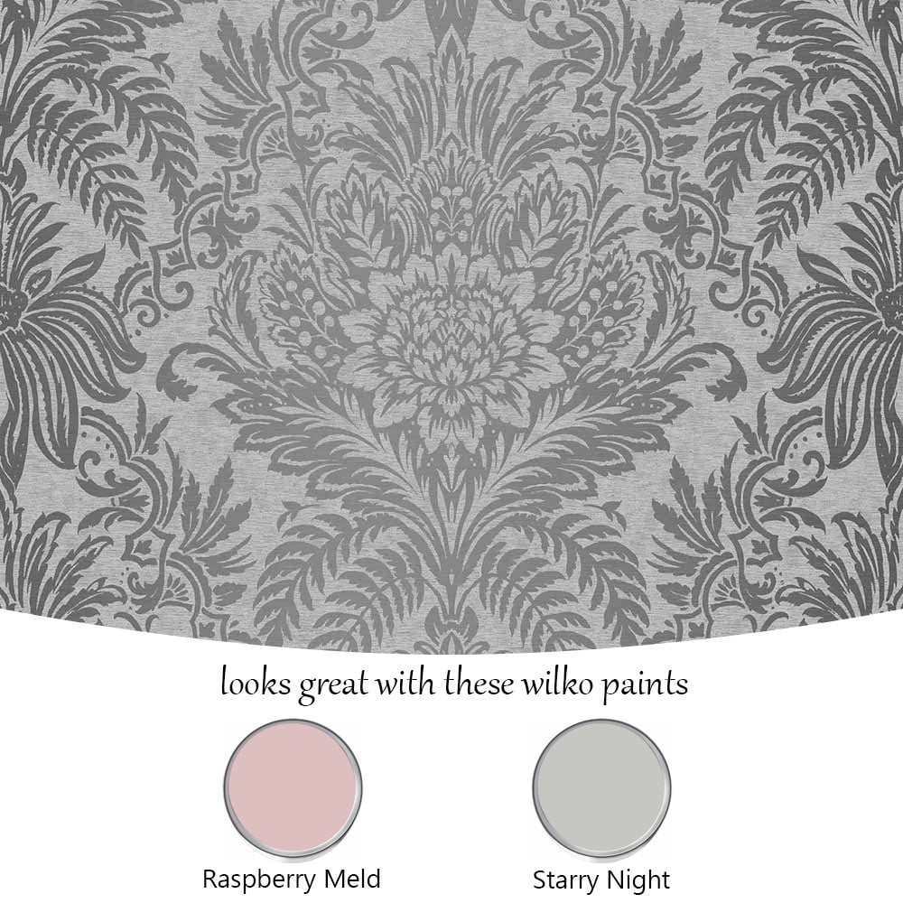 Fresco Signature Damask French Grey Wallpaper Image 4
