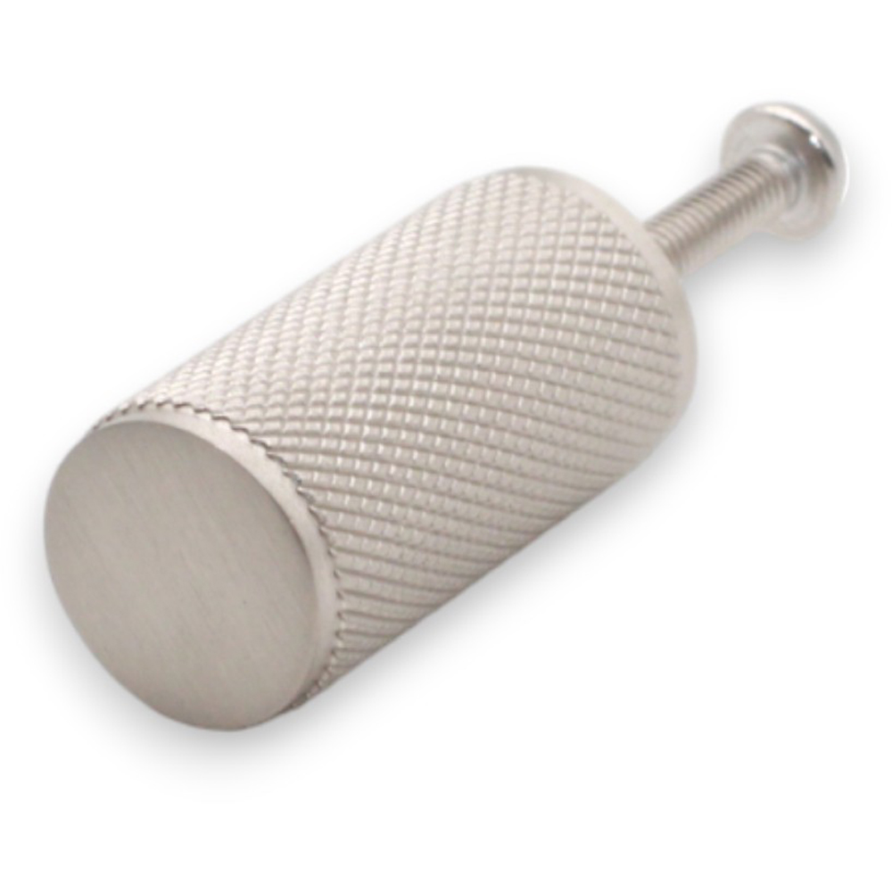 Spira Brass Satin Silver Knurled Cylinder Pull Cupboard Handle Image 3