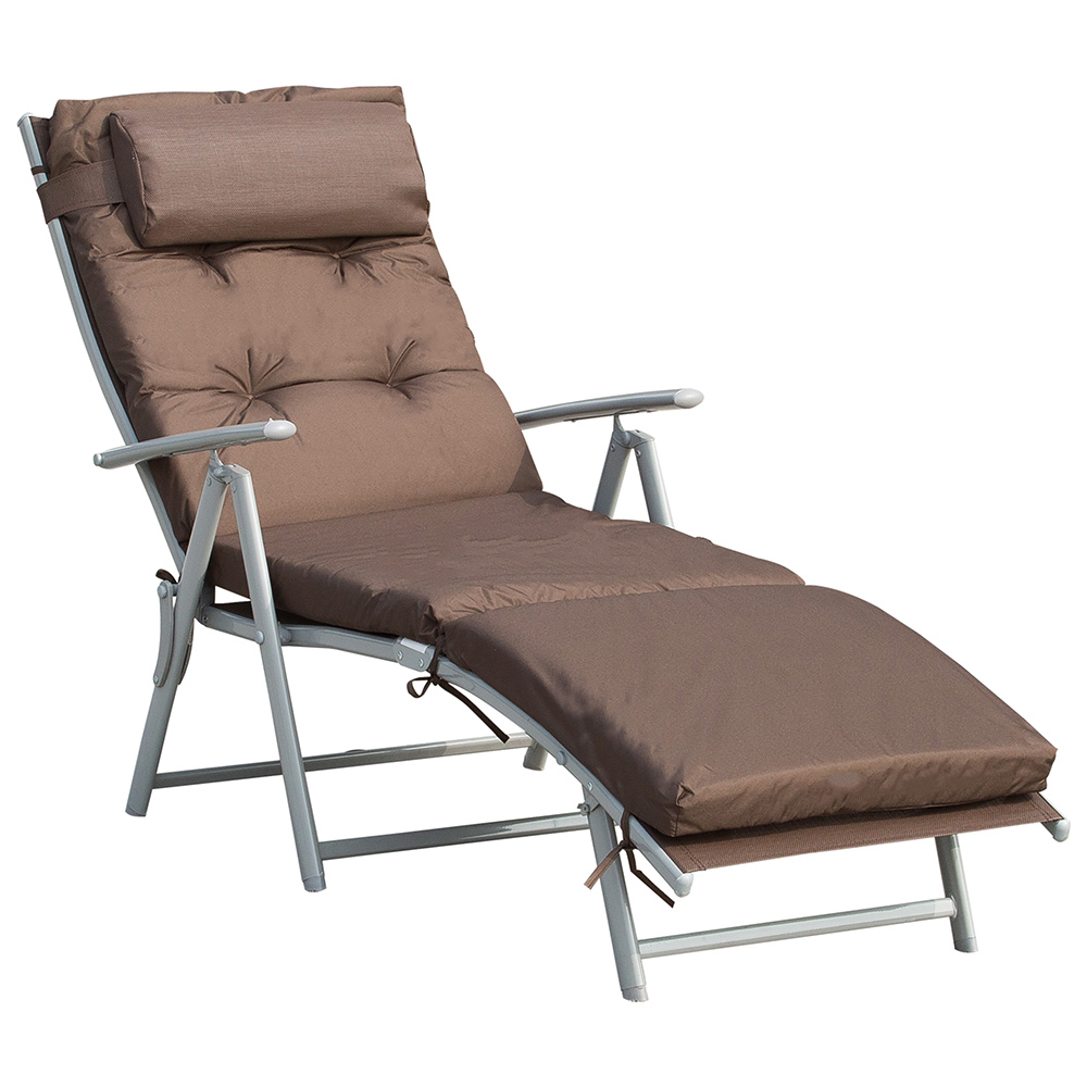 Outsunny Sun Lounger Recliner Brown Image 2