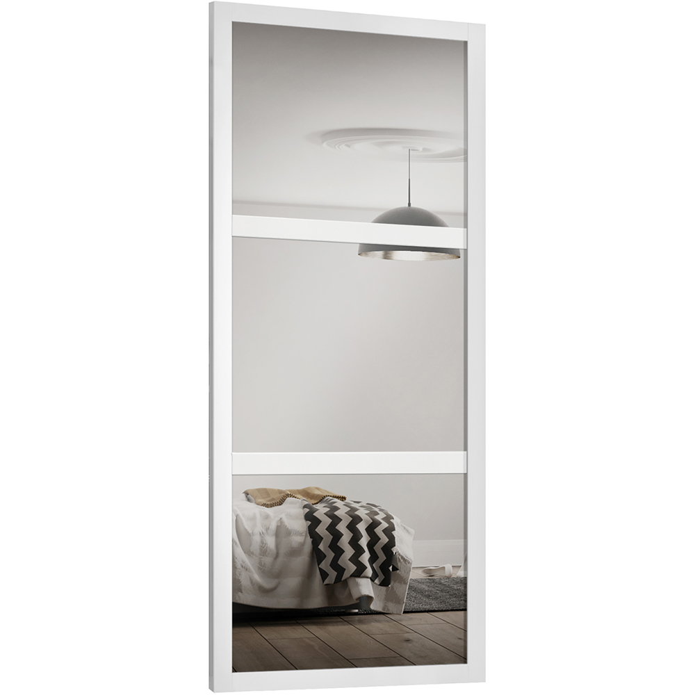 Spacepro Shaker 3 Panel White Frame Mirror Sliding Door 2220 x 610mm Image 1