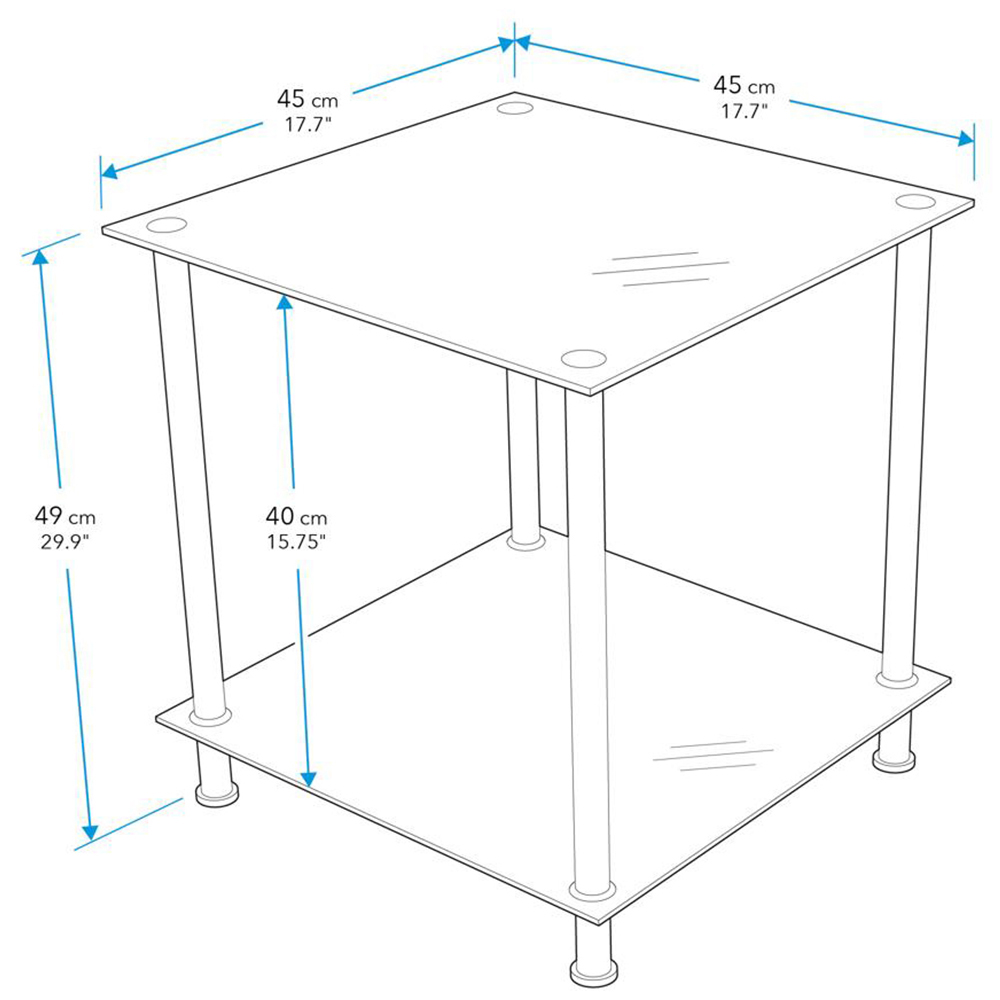 AVF Black Glass and Chrome Square Lamp Table Image 4