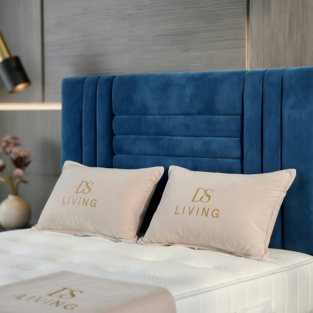 DS Living Orion King Size Blue Plush Ottoman Bed Image 3