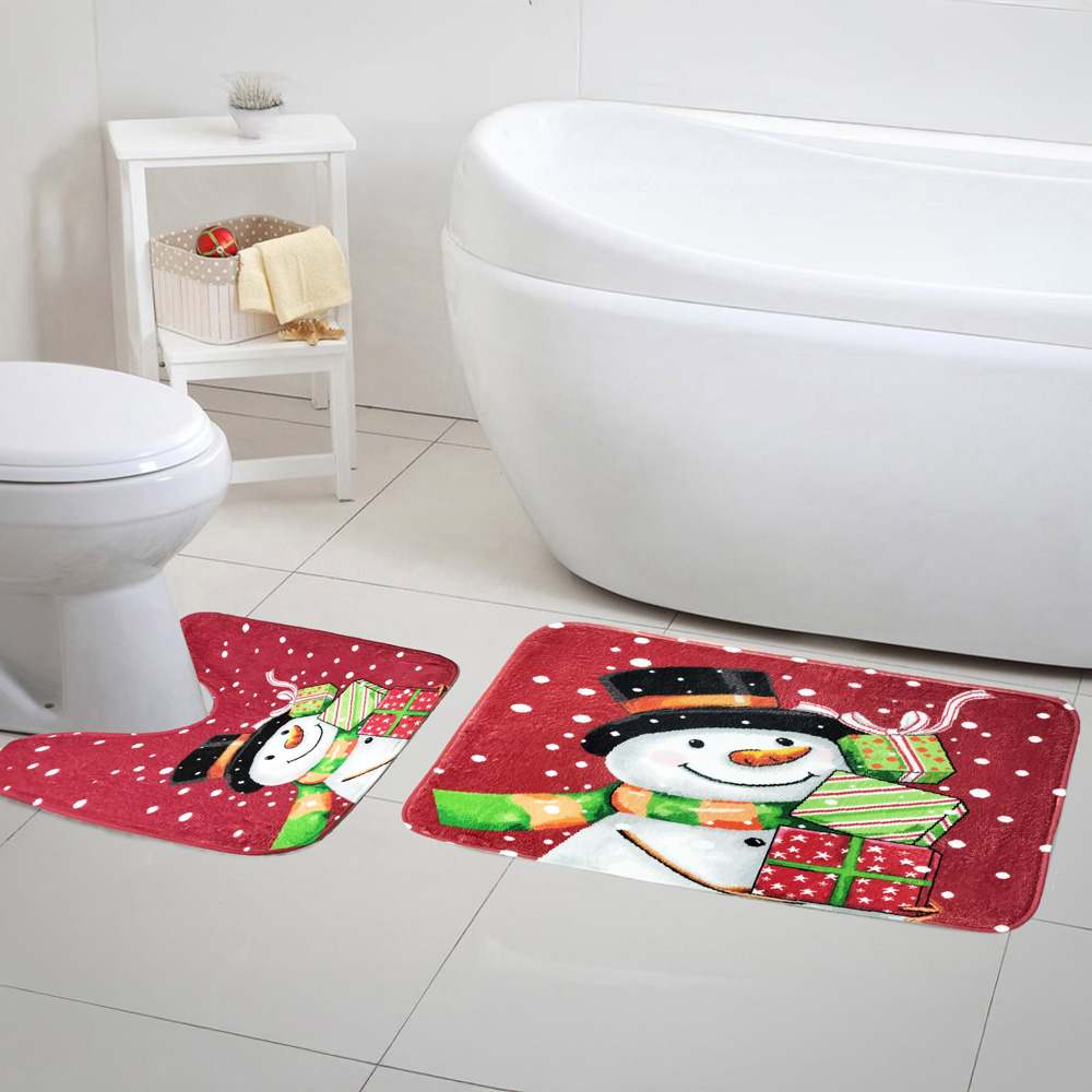 Noel Square Red Snowman Gifts Xmas Bath Set 2 Piece Image 2