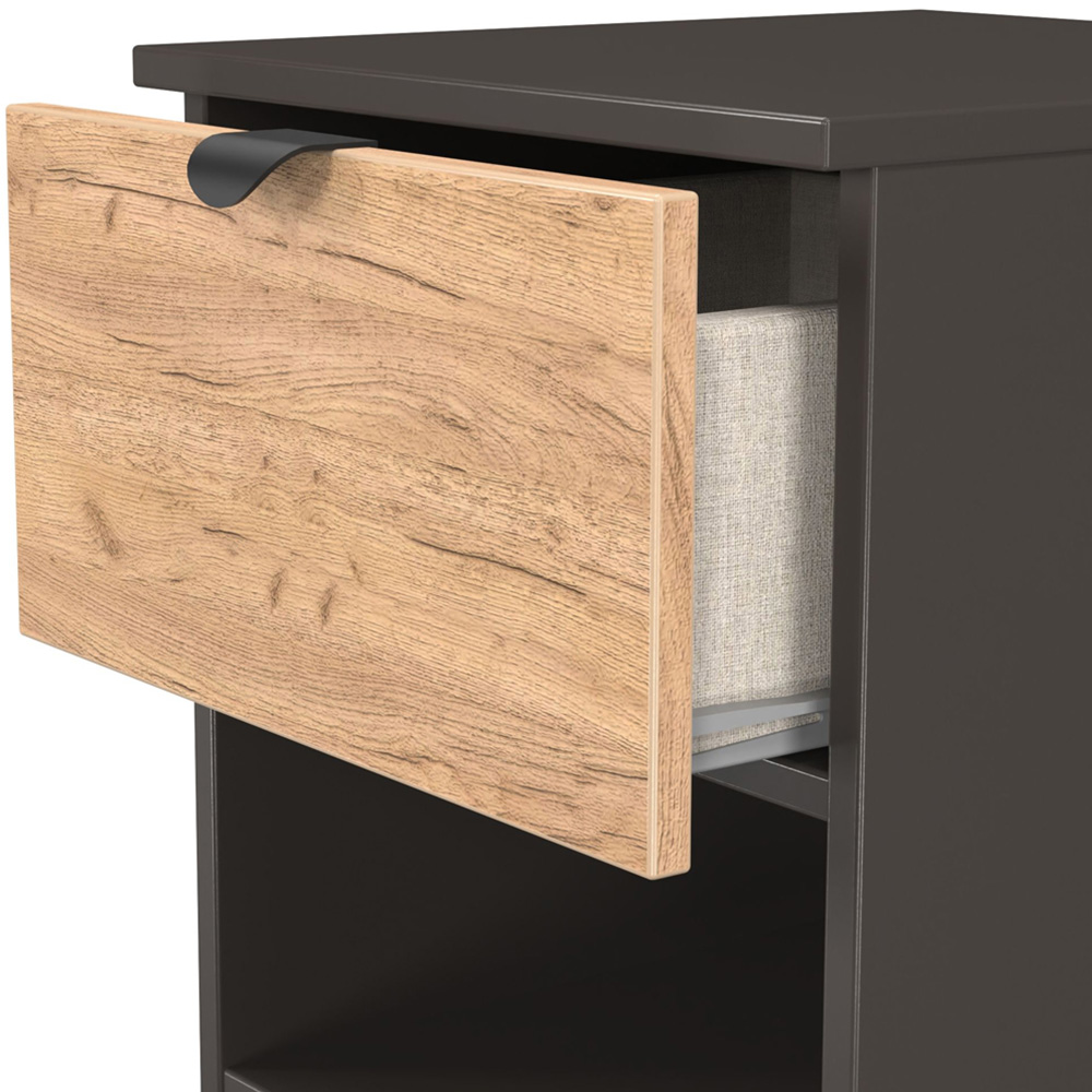 Crowndale Bora Single Drawer Single Shelf Gold Oak and Graphite Bedside Cabinet Image 5