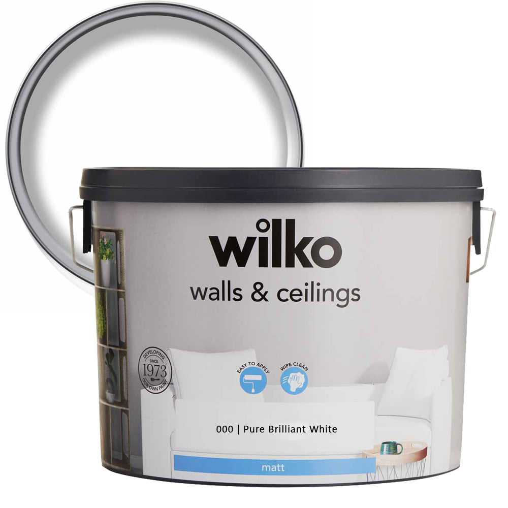 Wilko Walls & Ceilings Pure Brillant White Matt Emulsion Paint 7.5L Image 1