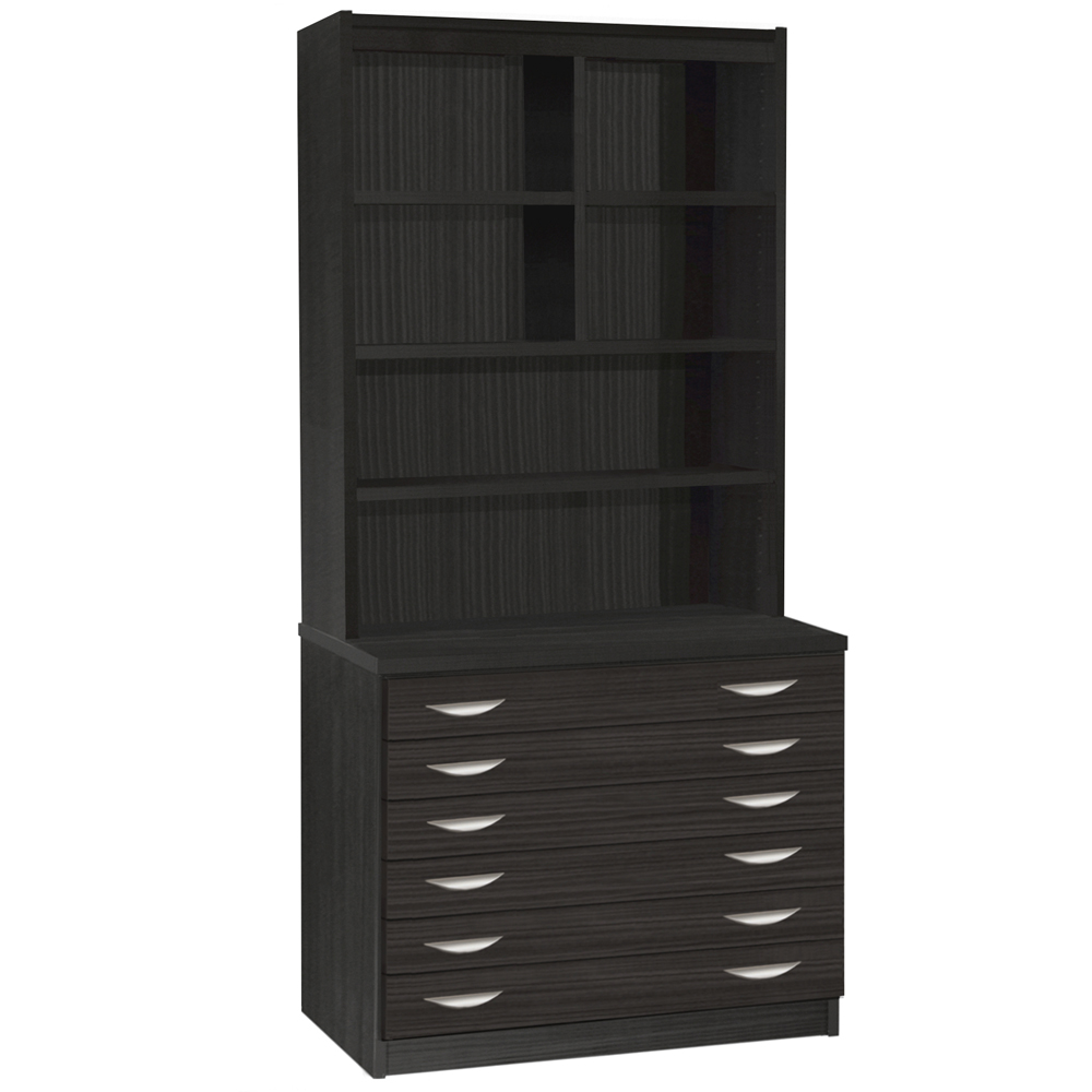 R White Cabinets 6 Drawer 6 Shelf Black A2 Plan Chest of Drawers with Hutch Image 2