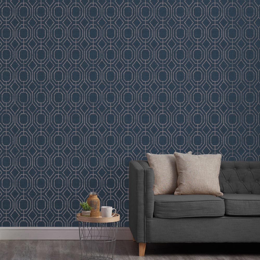 Superfresco Easy Luxe Geo Navy Wallpaper Image 3