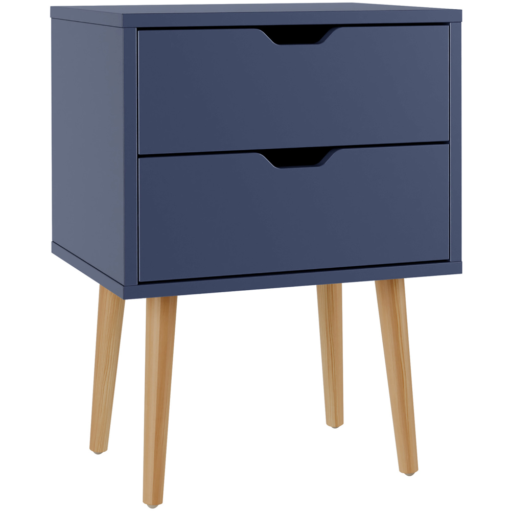 GFW Nyborg 2 Drawer Nightshadow Blue Bedside Table Image 2
