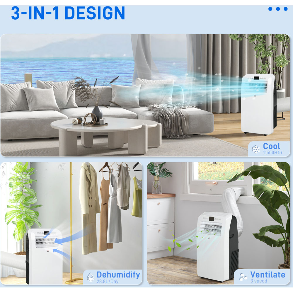 HOMCOM White 12000BTU Portable Air Conditioner and Dehumidifier Image 4