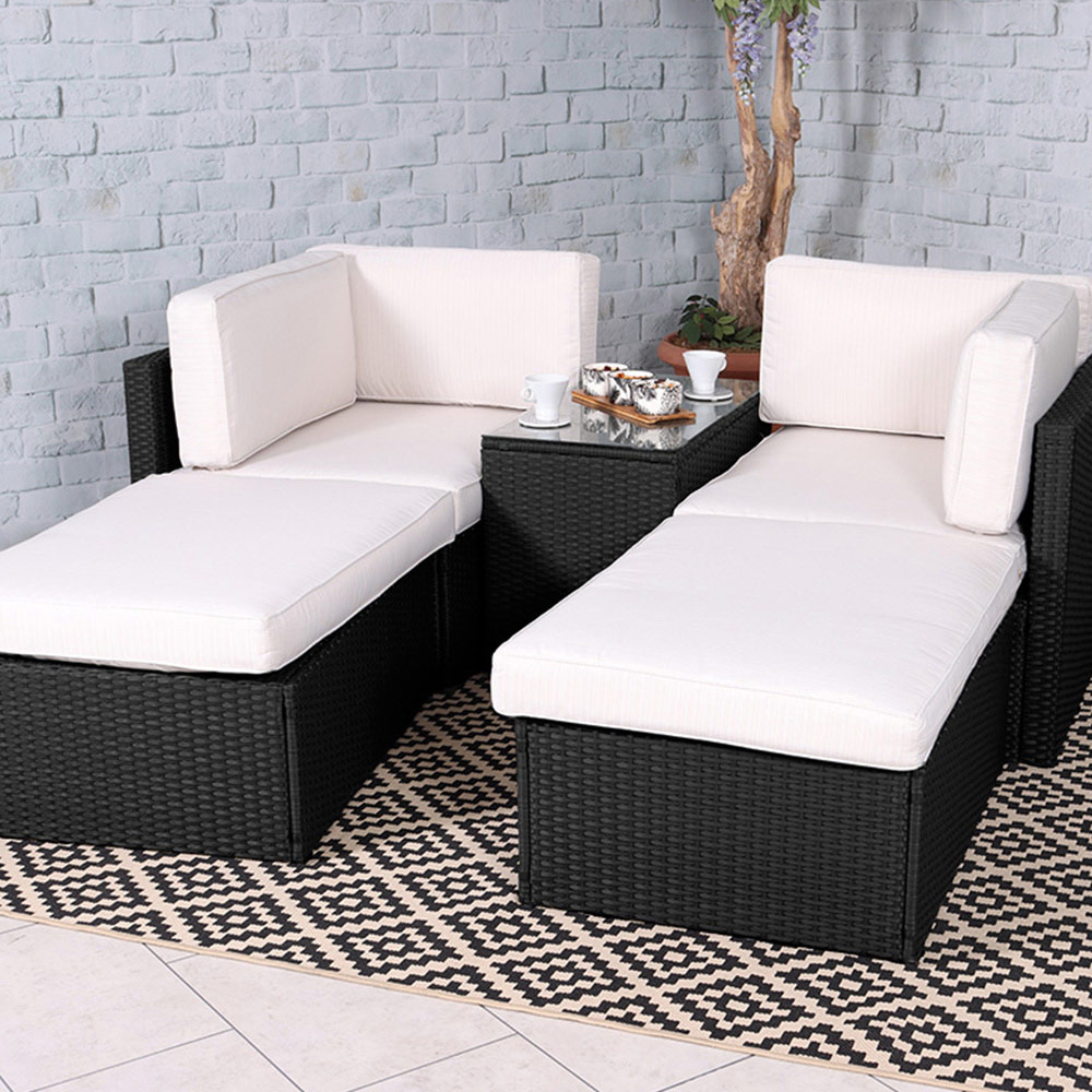 Royalcraft Berlin 4 Seater Black Multi Relaxer Lounge Set Image 1
