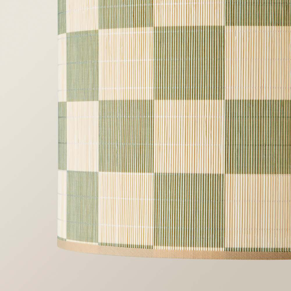 ValueLights Lori Green Checkerboard Bamboo Ceiling Drum Lamp Shade Image 5
