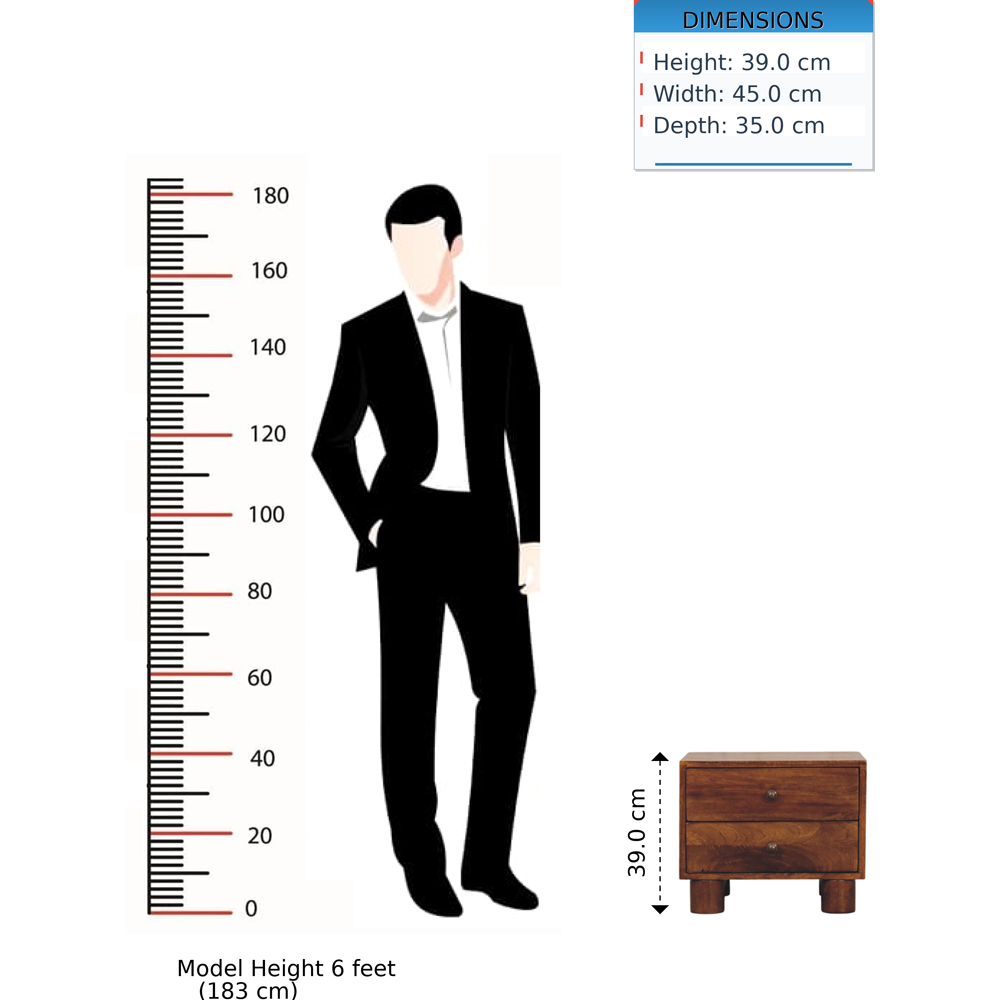 Artisan Furniture Tula 2 Drawer Chestnut Dark Brown Solid Wood Nightstand Image 9