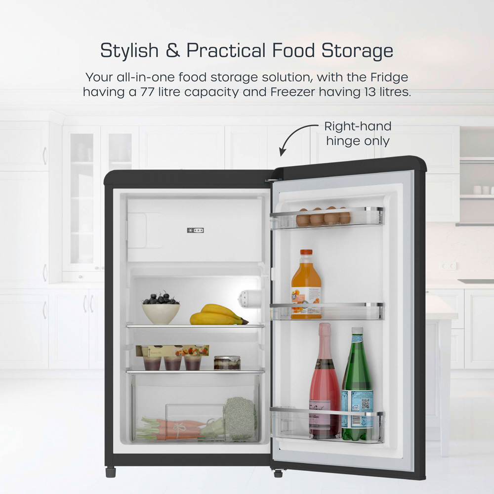 Swan Retro SR11035BNE Black 90L Under Counter Fridge Image 3