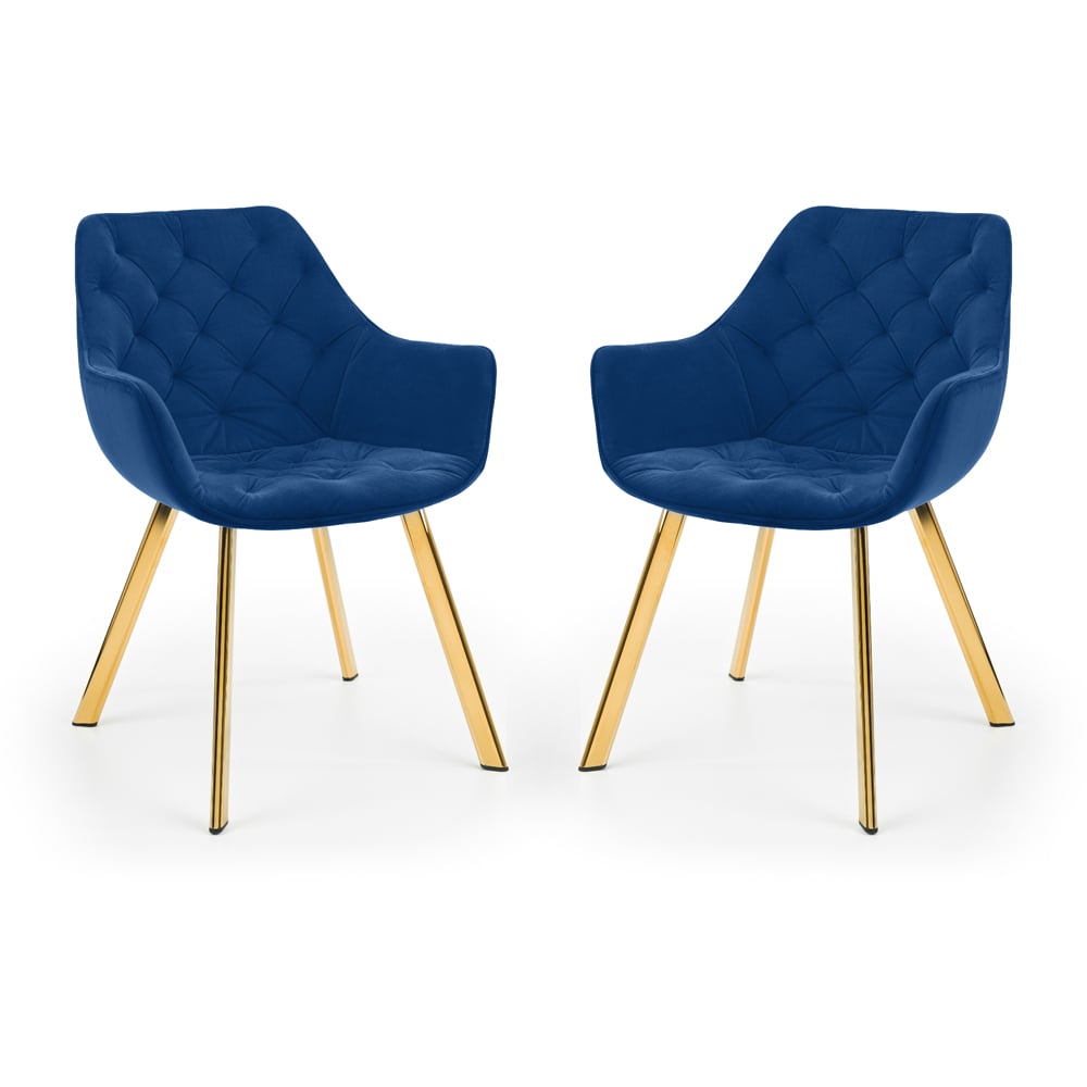 Julian Bowen Lorenzo Set of 2 Blue Dining Chairs Image 2