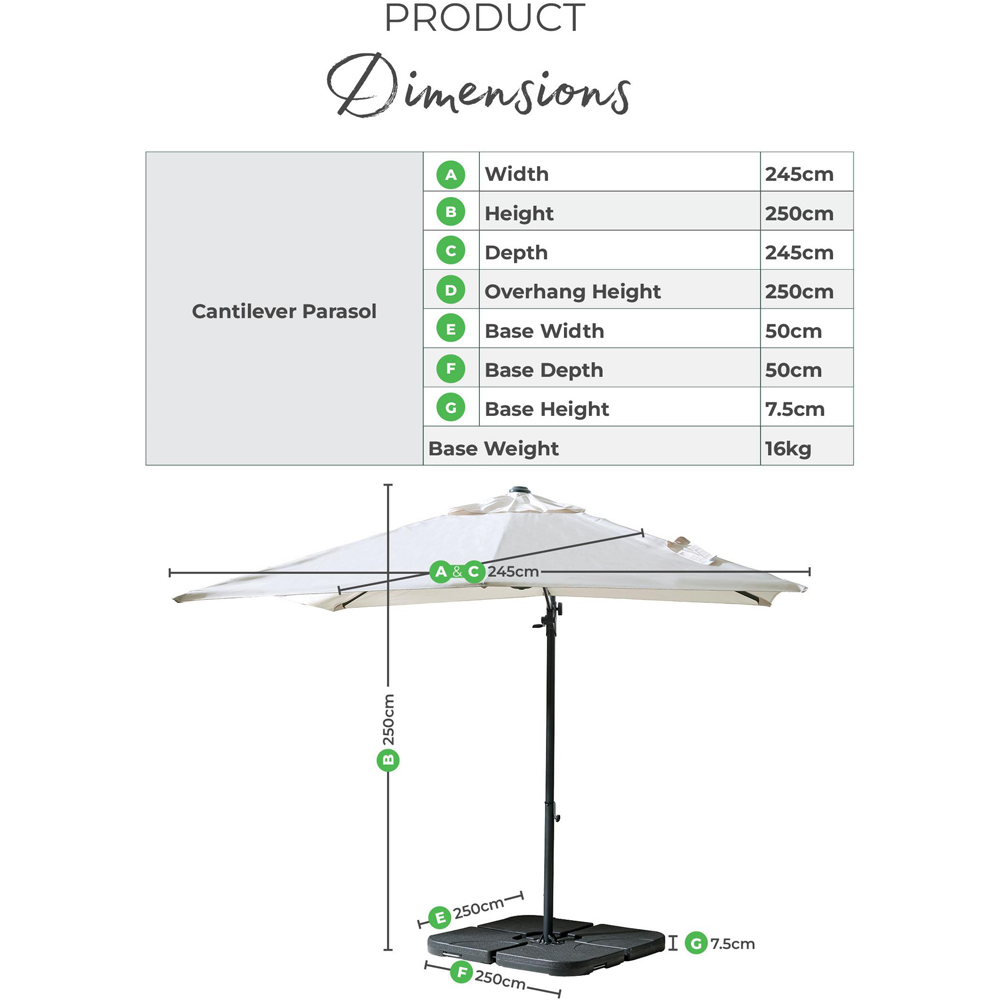 Furniturebox Gretna Grey Square Outdoor Cantilever Parasol and Base Image 9
