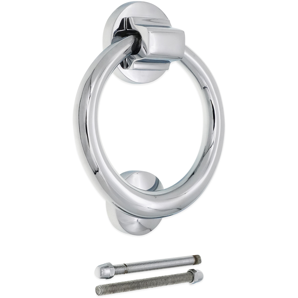 Spira Brass Polished Chrome Ring Door Knocker Image 3