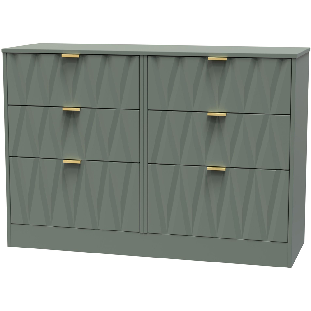 Crowndale Las Vegas 6 Drawer Reed Green Chest of Drawers Ready Assembled Image 2