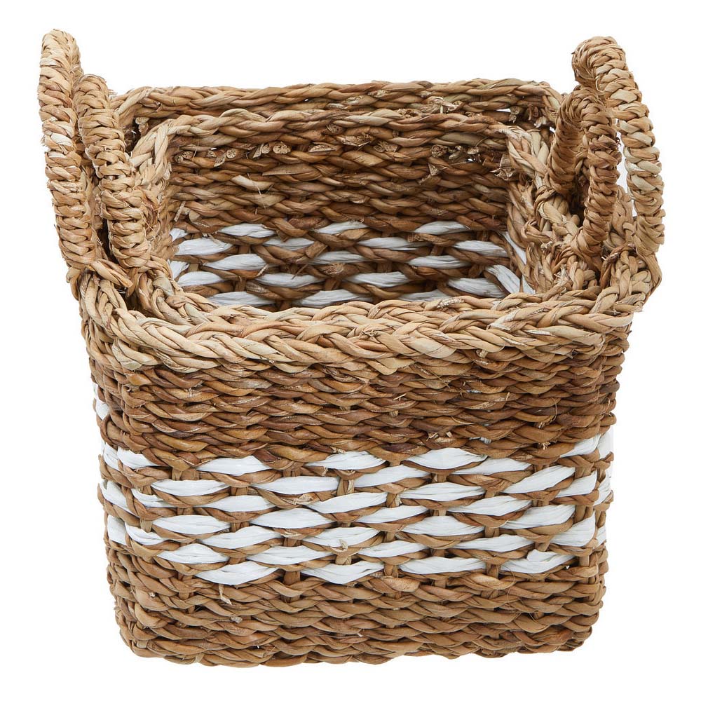Premier Housewares Natural and Black Square Seagrass Basket 2 Pack Image 5