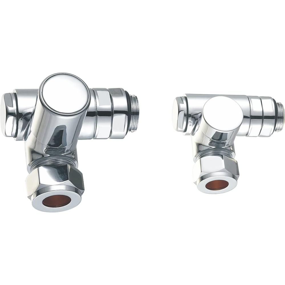 Towelrads Chrome Corner Lockshield and Duel Fuel Set 15mm x 1/2inch Image 1